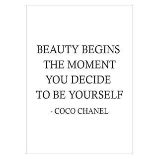 Poster från Coco Chanel med citatet Beauty Begins