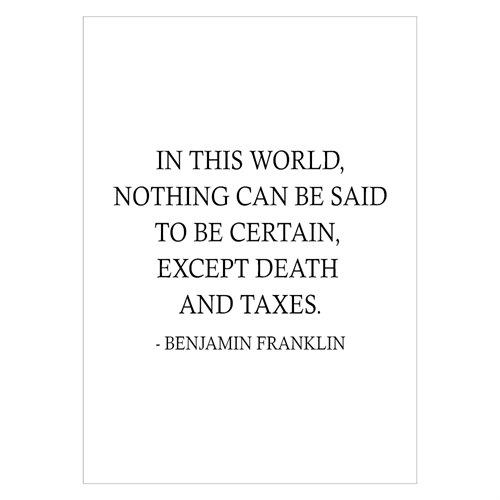 Poster med citat av Benamin Franklin - In this World