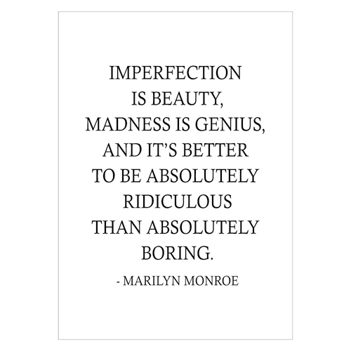 Poster Imperfection är skönhetscitat av Marilyn Monroe