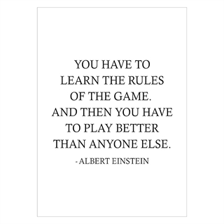 Poster med citat av Albert Einstein, You have to Learn