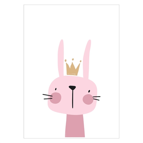 Gullig barnposter med rosa kanin med krona