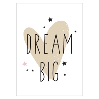 Trevlig barnposter med hjärta och texten "dröm stort"
