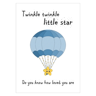 En gullig barnposter med en stjärna i en fallskärm till pojkrummet