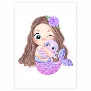 Poster - Sjöjungfru med bläckfisk