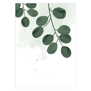 Poster med motiv av runda växtblad i grönt