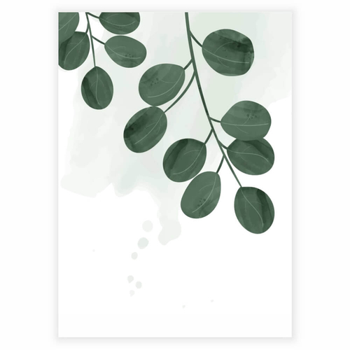 Poster med motiv av runda växtblad i grönt