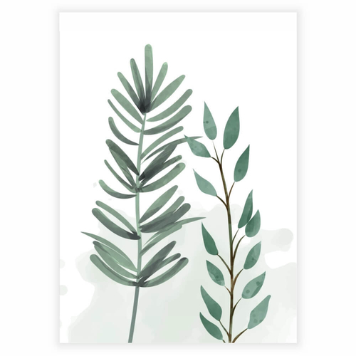 Vacker och enkel poster med motiv av gröna växter