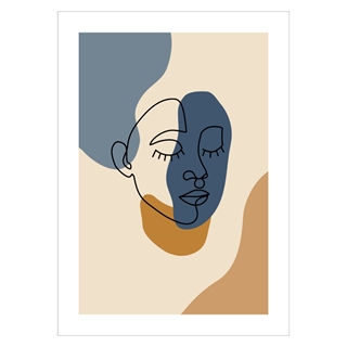 Poster med abstrakt ansiktslinje och beige färger