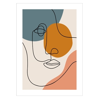 Poster med abstrakt ansiktslinje och jordfärger