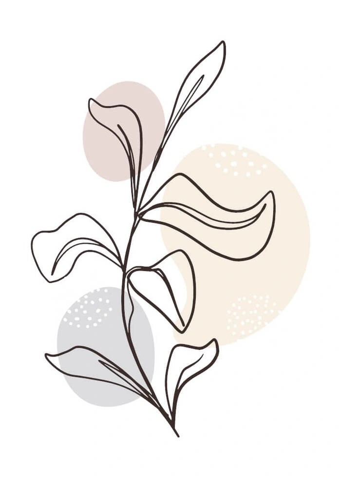 Poster med linje ritad blomma i pastellfärger