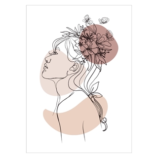 Poster med abstrakta blommor kvinna med cirklar