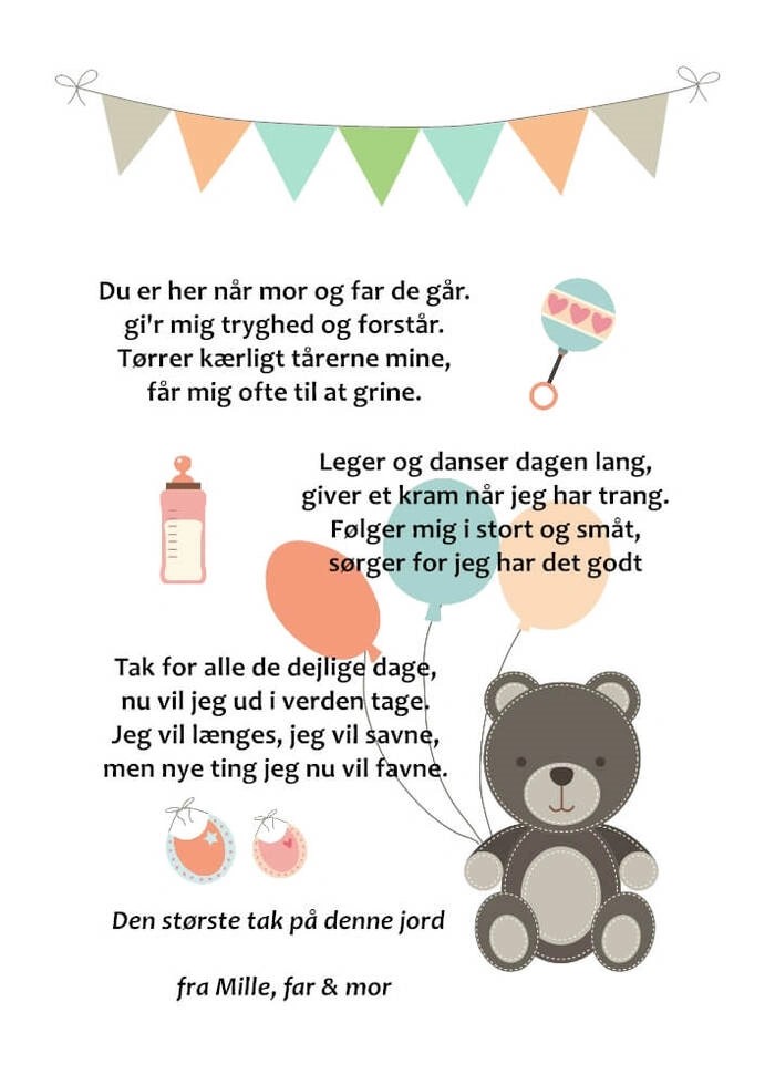 Poster med en dikt för den härliga dagismamman från pojken