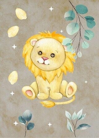 Barnposter - Lejon i paradisets trädgård