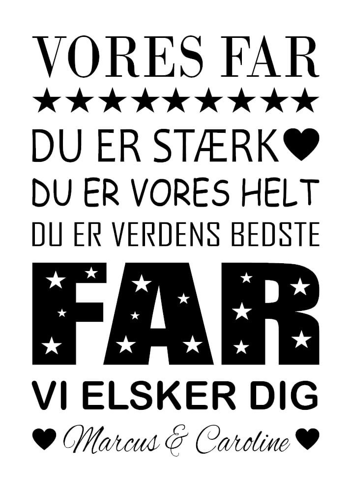 Poster om den coolaste pappan! Pappa är stark, du är en hjälte, du är den bästa pappa skriven med en svart text