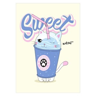 Poster med en milkshake i vackra känsliga färger
