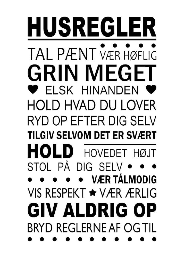 Good House Rules - Poster med husreglerna. Tar du hand om din familj?