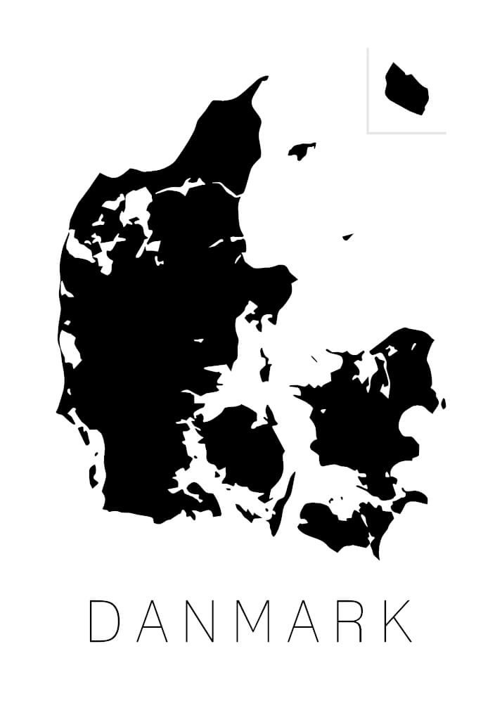 Poster med Danmarkskarta