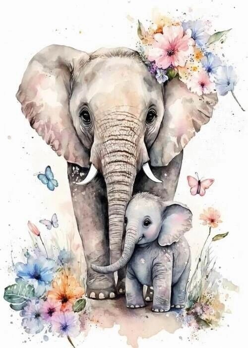 Elefant mamma med ung poster