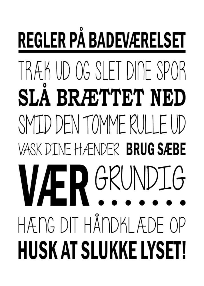 Badrumsregler – Vit affisch