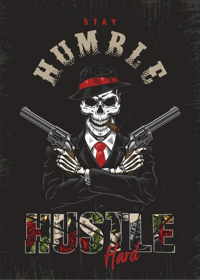 Cool Illustrationsaffisch med texten stay humble Huster poster