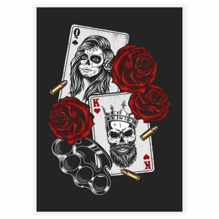 Gangsta, spelkort och rosor - Poster