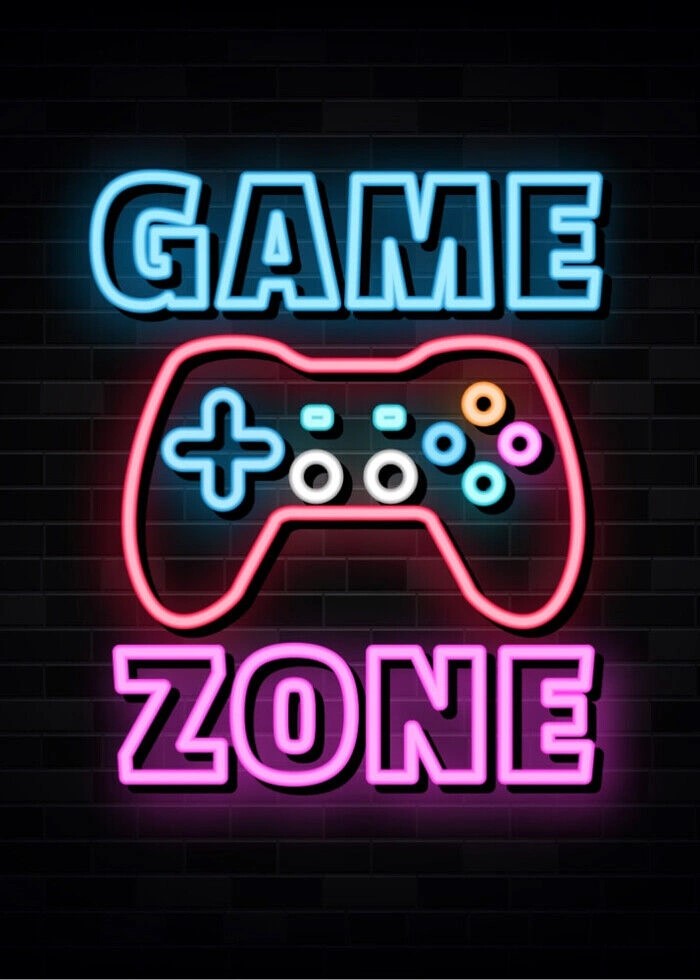 Supercool neonaffisch med texten Game zone