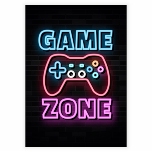 Supercool neonaffisch med texten Game zone