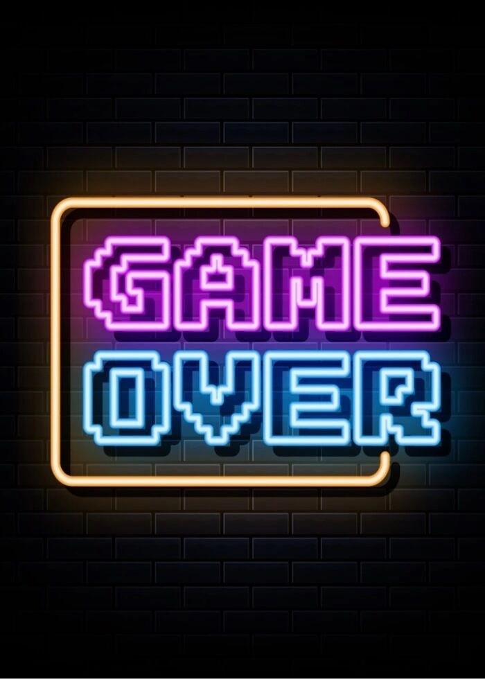 Supercool neonaffisch med texten Game over