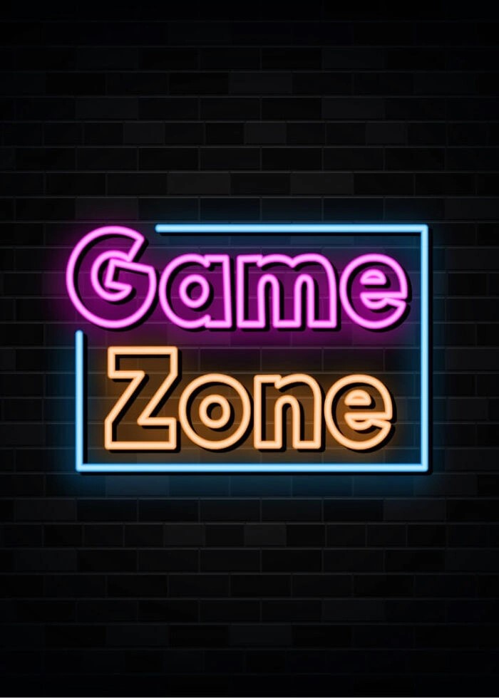 Supercool neon gameraffisch med textspelzonen