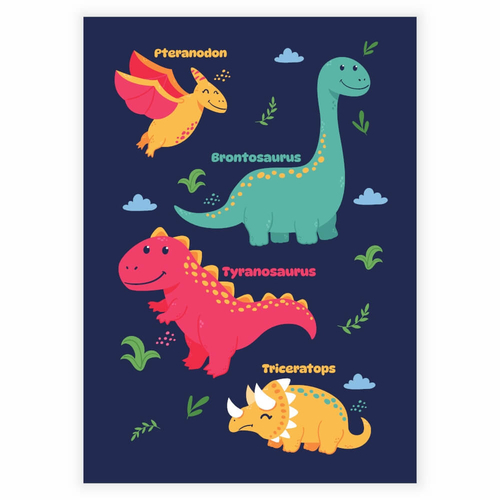 Lär dig namnen på dinosaurierna med denna söta inlärningsaffisch