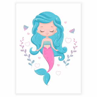 Sjöjungfru med blått hår - Poster