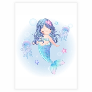 Sjöjungfru med söta bläckfiskar - Poster