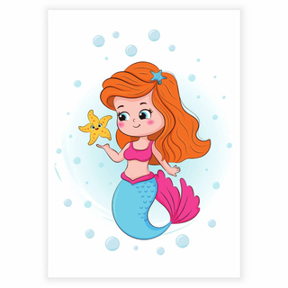 Sjöjungfru med liten sjöstjärna - Poster
