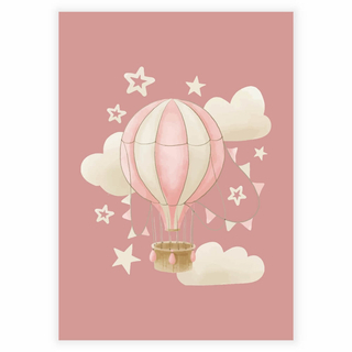 Luftballong på en dammig rosa bakgrund - poster