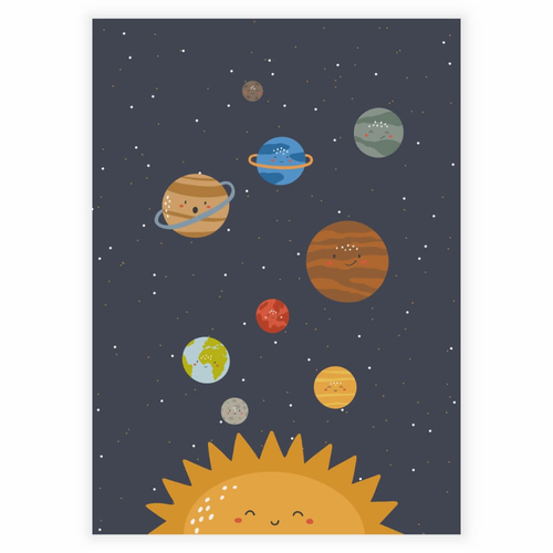 Solsystemet som affisch för barnrummet