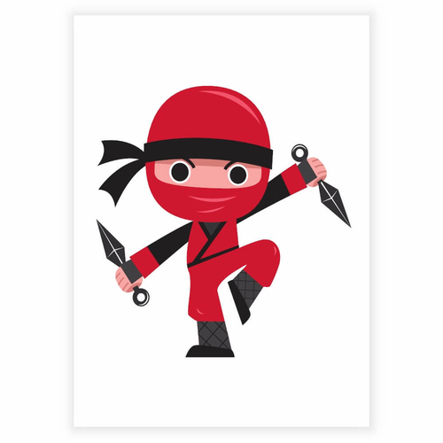 Rolig röd ninja - barnaffisch