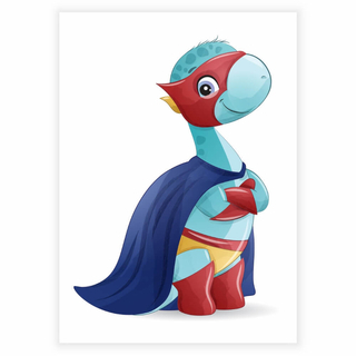 Superhjälte Blå dinosaurier - Barnposter