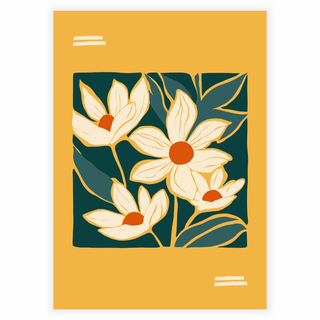 Abstrakta blommor gul 2 - poster