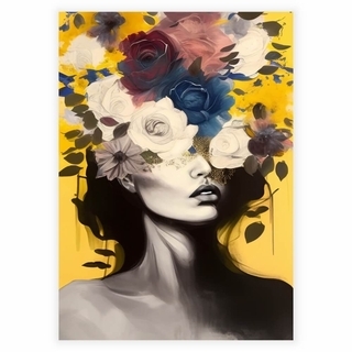Blommor kvinna gul - Affisch