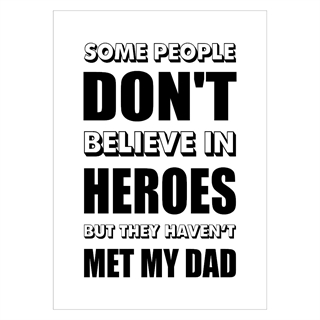 Gullig poster med text om din far är en hjälte.