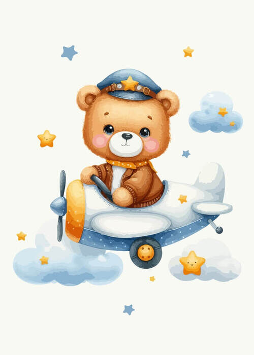 Sky Traveling Teddy Bear: A Flying Dream Poster