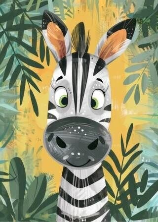 Söt zebra Illustration - Barnaffisch