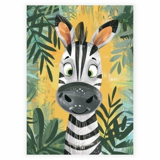 Söt zebra Illustration - Barnaffisch