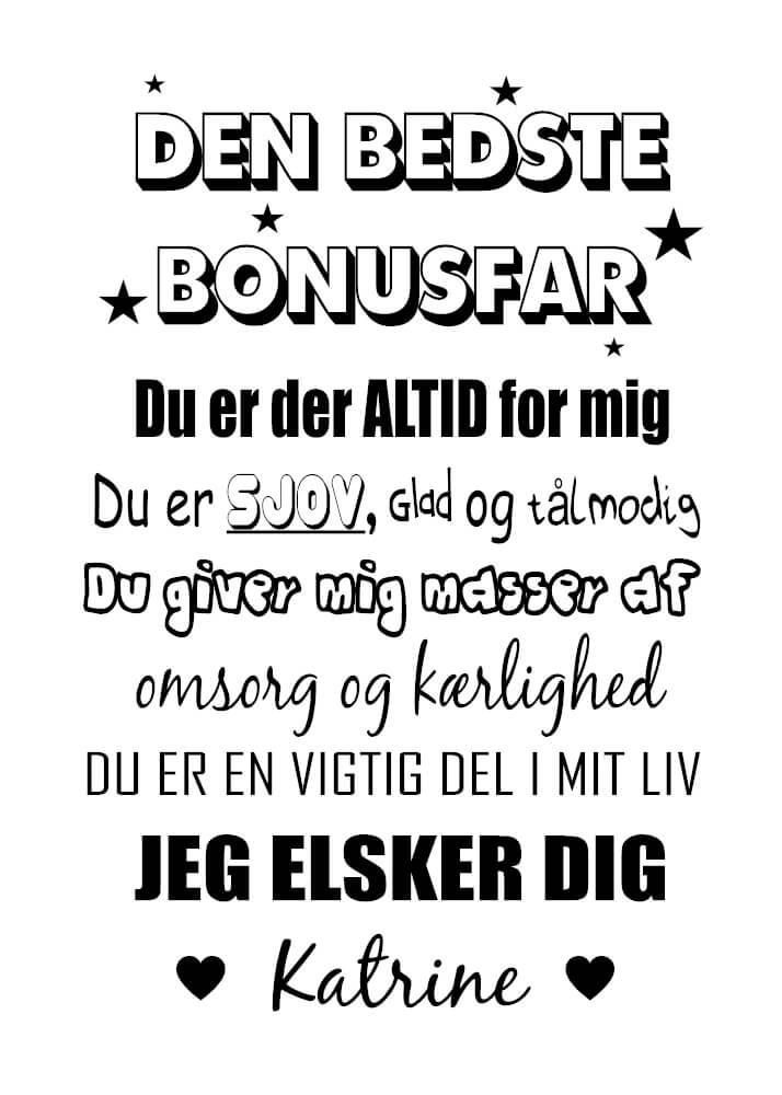 Gullig poster för din bonuspappa med text.