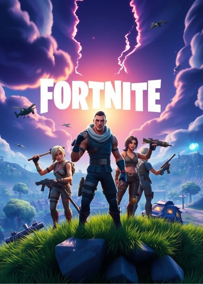 Affisch med Fortnite 6 supercool spelaffisch