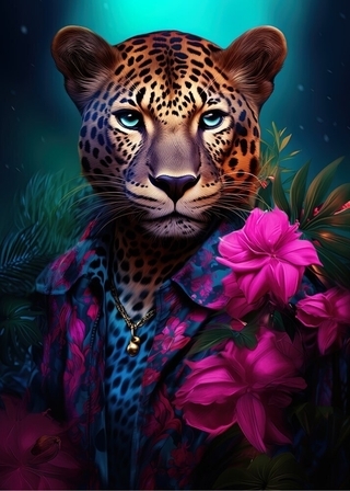 Leopard med skjorta - Affisch 