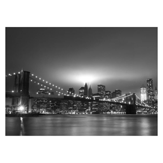 Affisch med New Yorks bro på natten i grå nyans