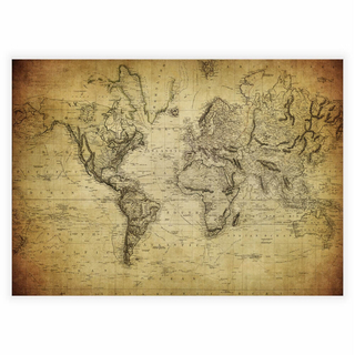 Poster med en vintage världskarta från år 1814