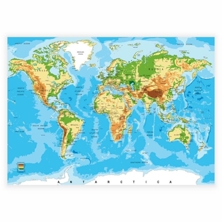 Poster med en världskarta med länder och färger