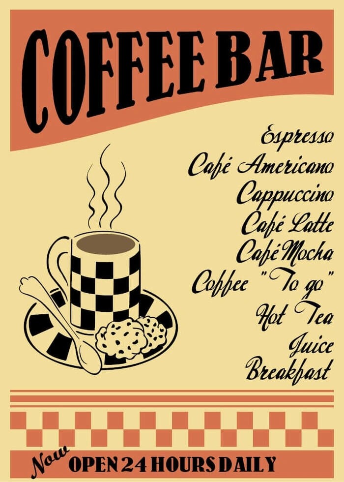 Poster med retro kaffebar